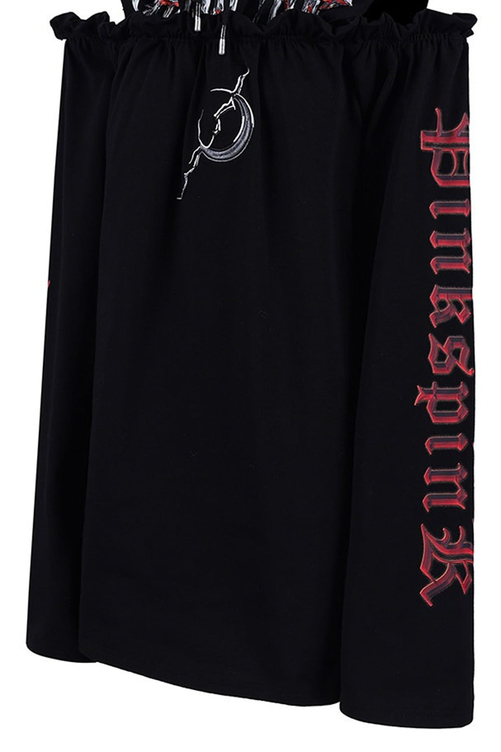 Off-Shoulder Printed Hooded Dress