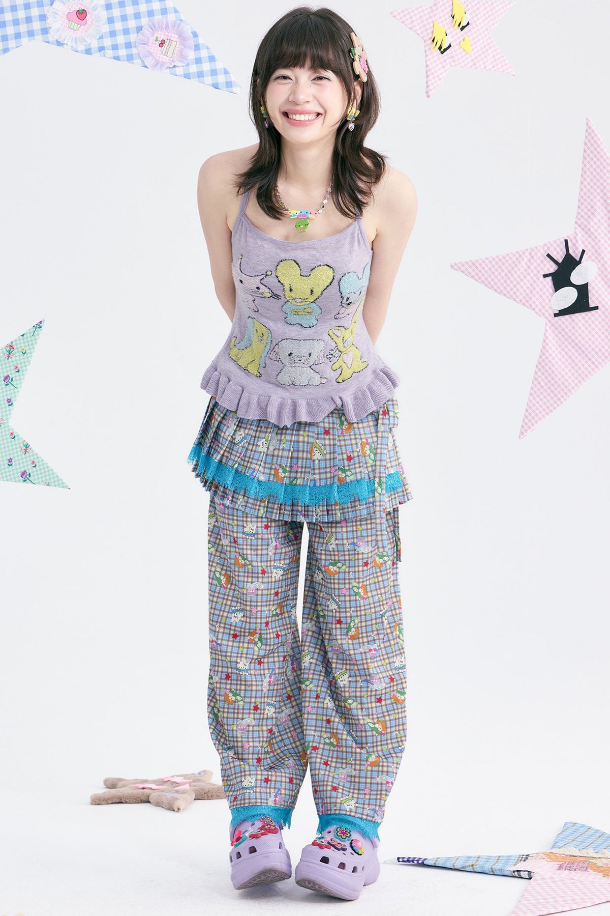 Heart Knitted Ruffle Halter Camisole