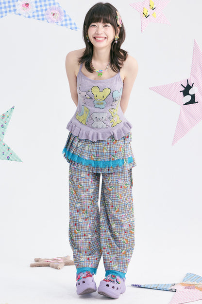 Heart Knitted Ruffle Halter Camisole