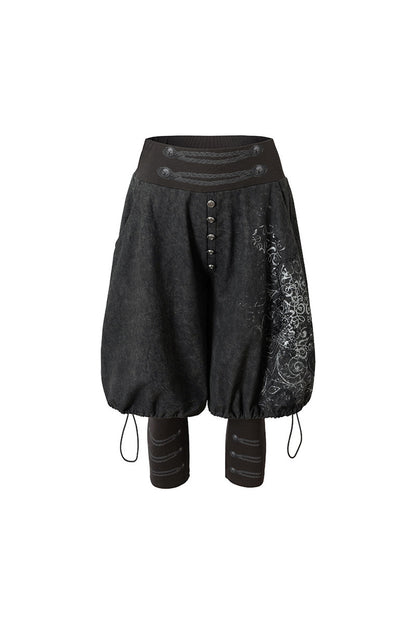 Punk Print Layered-Look Skirt