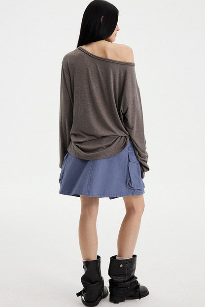 Distressed Rhinestone Off-Shoulder Top