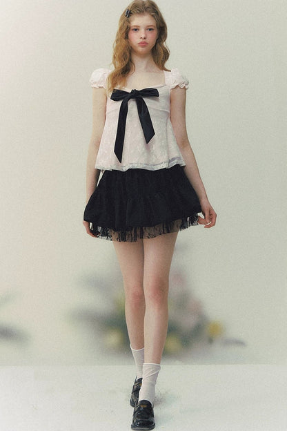 Summer Square Neck Bow Blouse