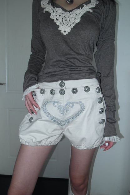 Shorts da tennis con ricamo a cuore