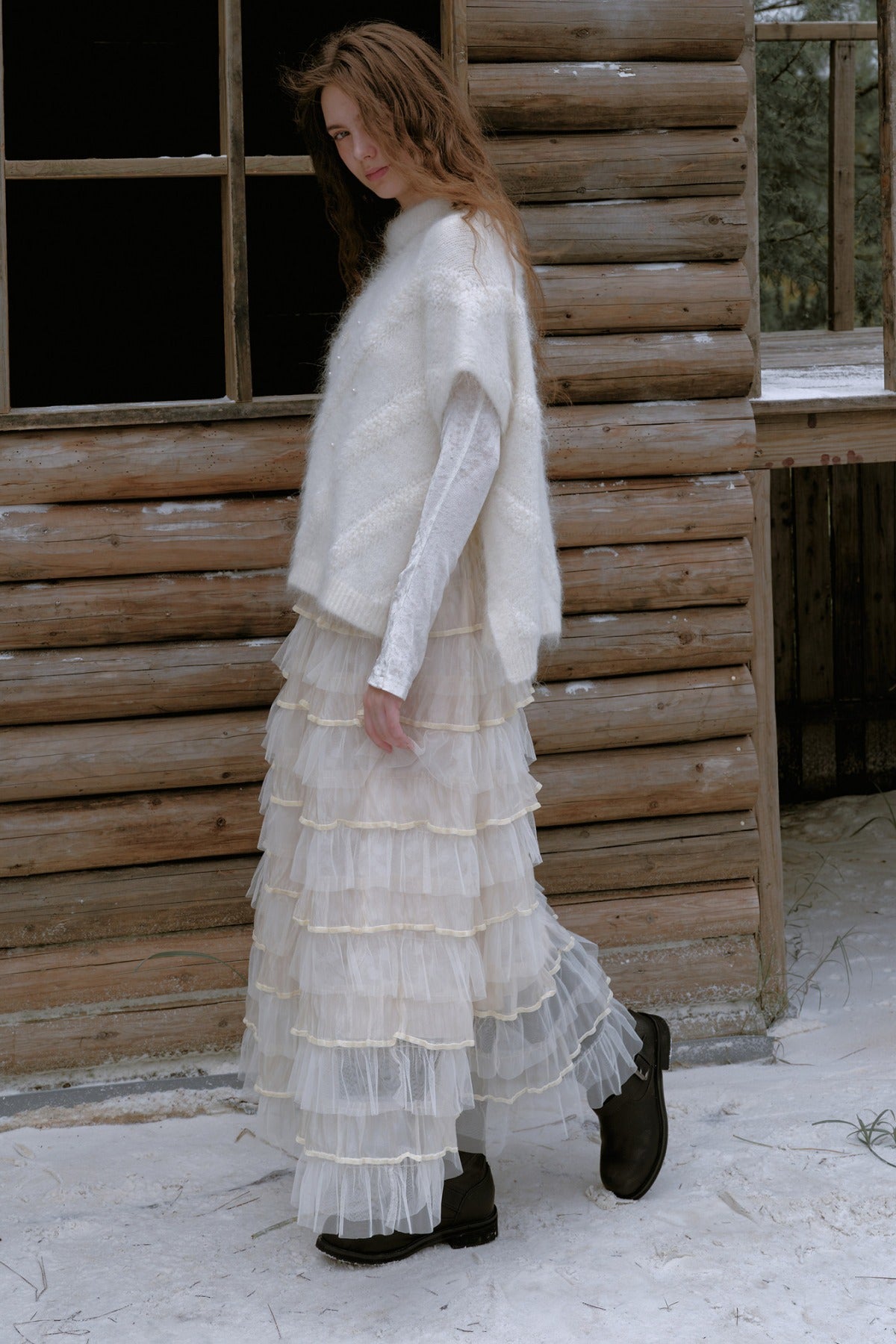 Beaded Alpaca Wool Shawl Skirt Set-Up