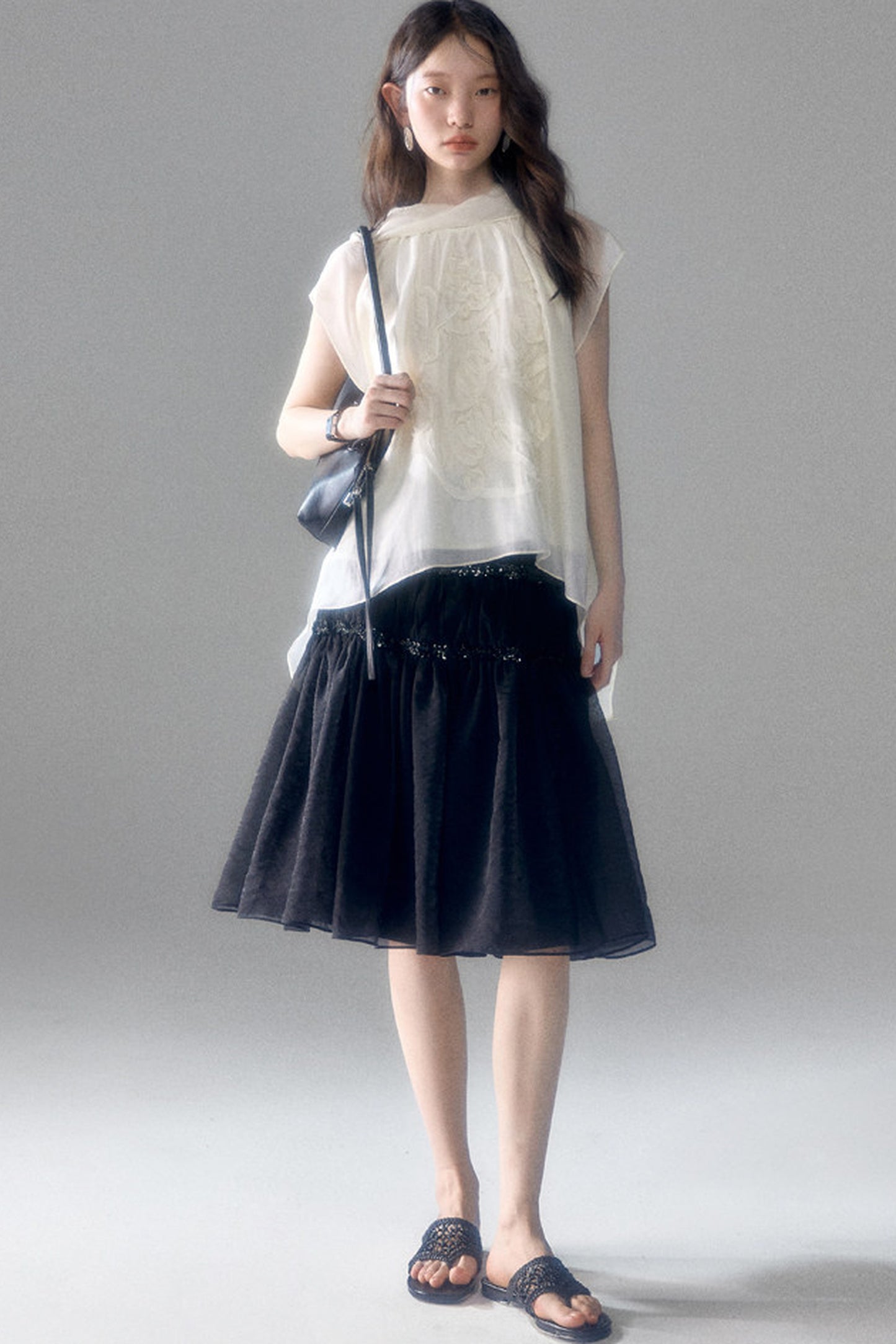Tencel Acetate Bird Floral Top and Skirt Set-Up