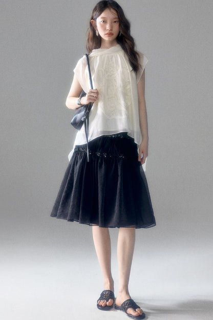 Tencel Acetate Bird Floral Top and Skirt Set-Up