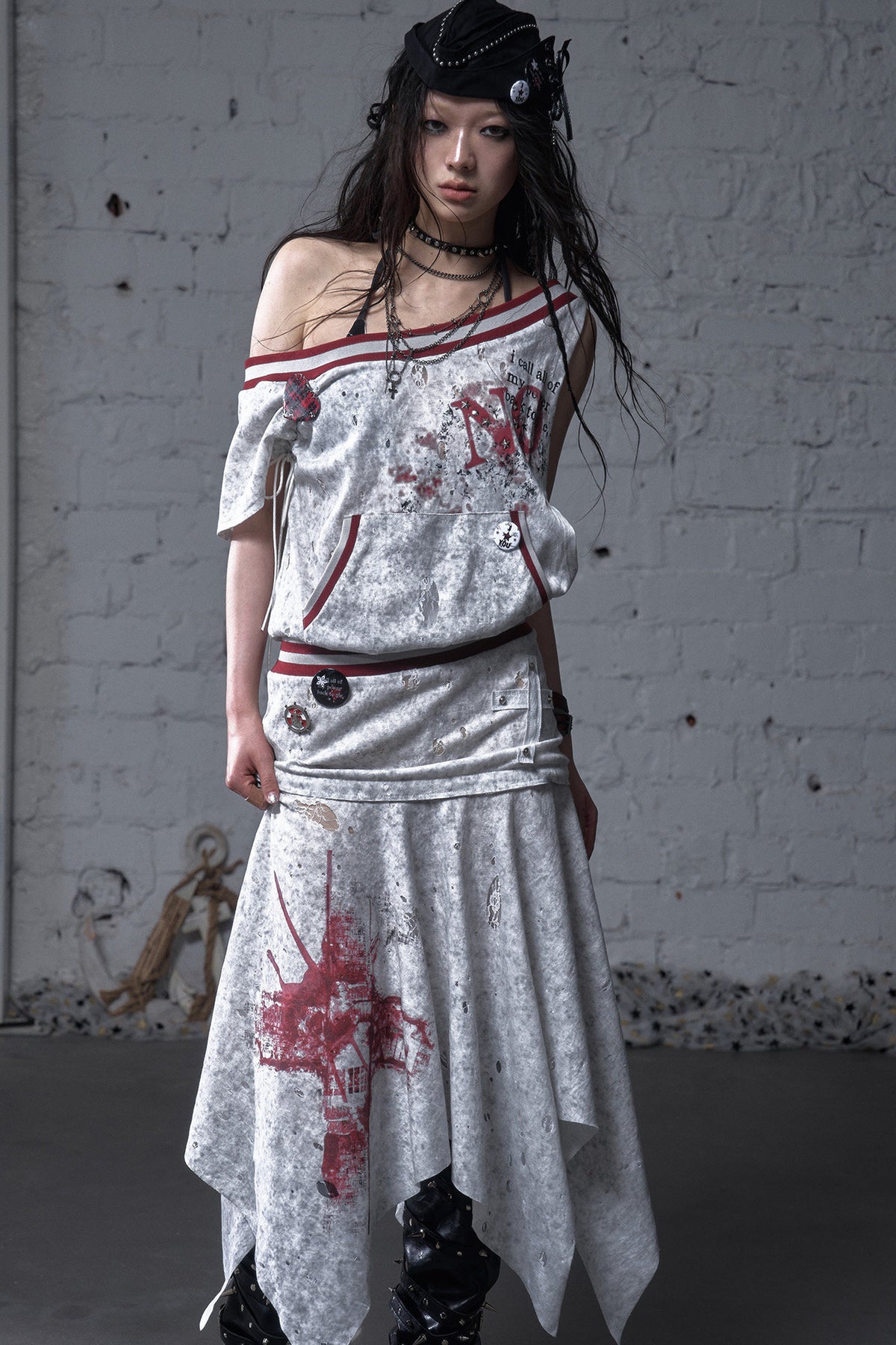 Distressed Punk Sleeveless Dress