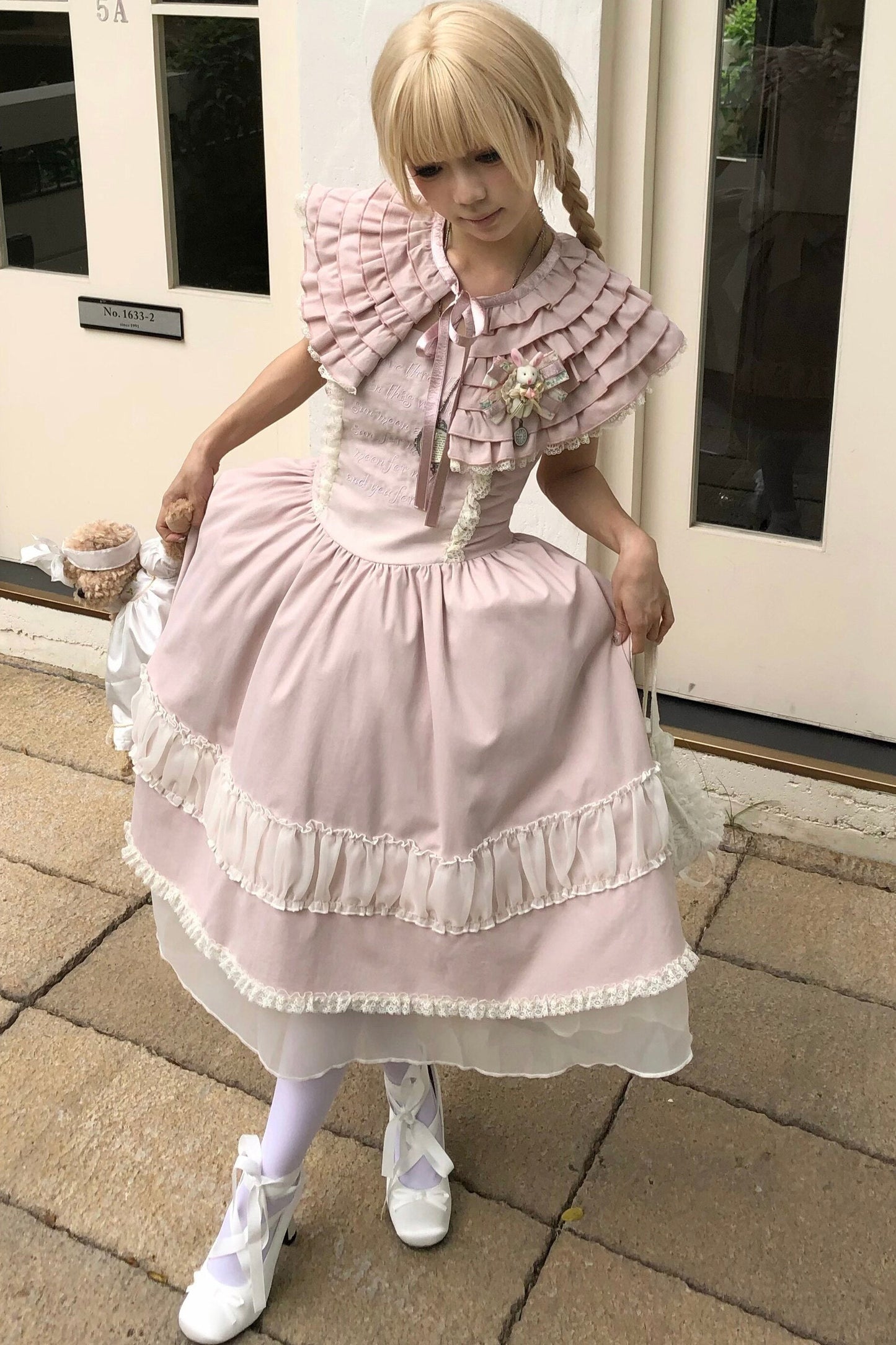 Pink Lace Embroidered Dress Set-Up