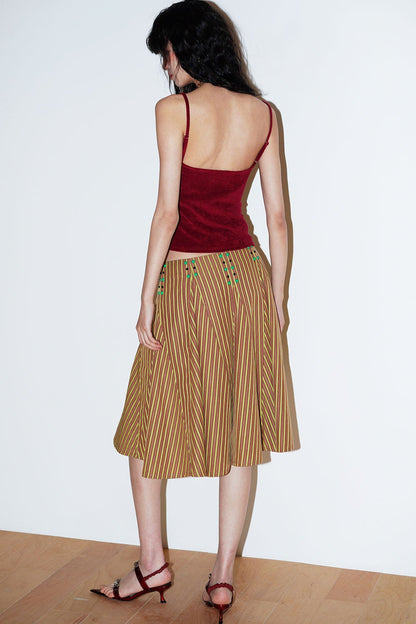 Retro Striped A-Line Skirt