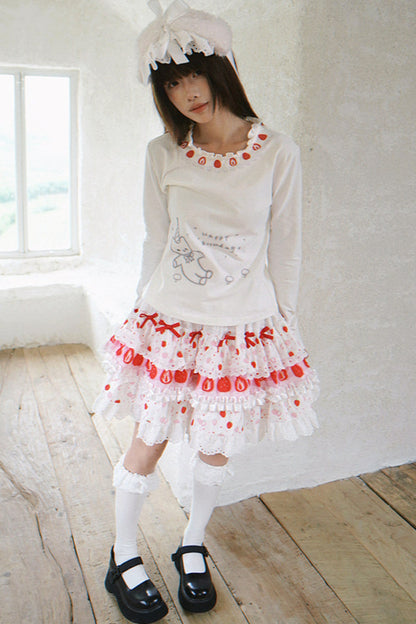 Strawberry Lace Collar Top