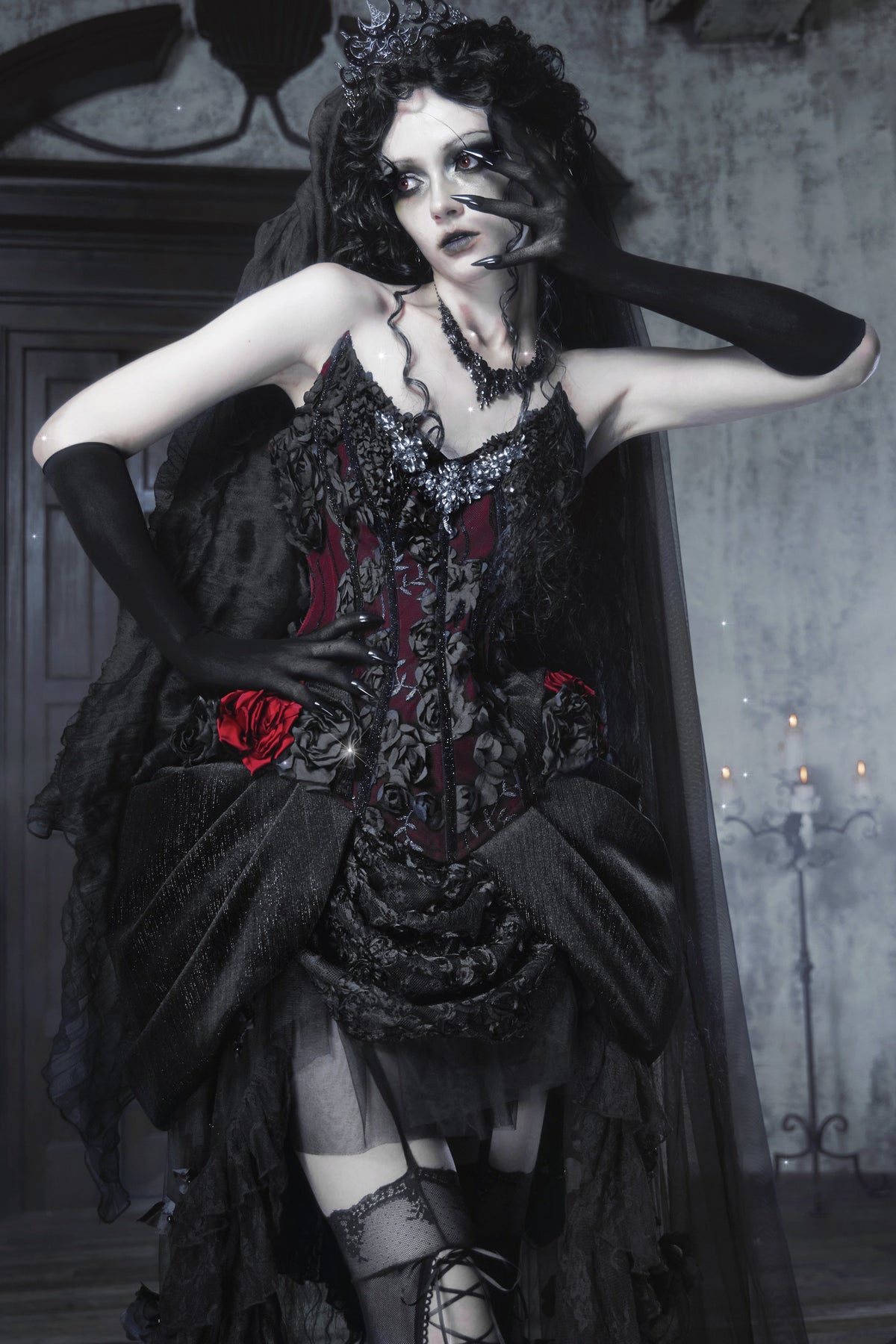 Gothic Velvet Fishbone Corset Set-Up