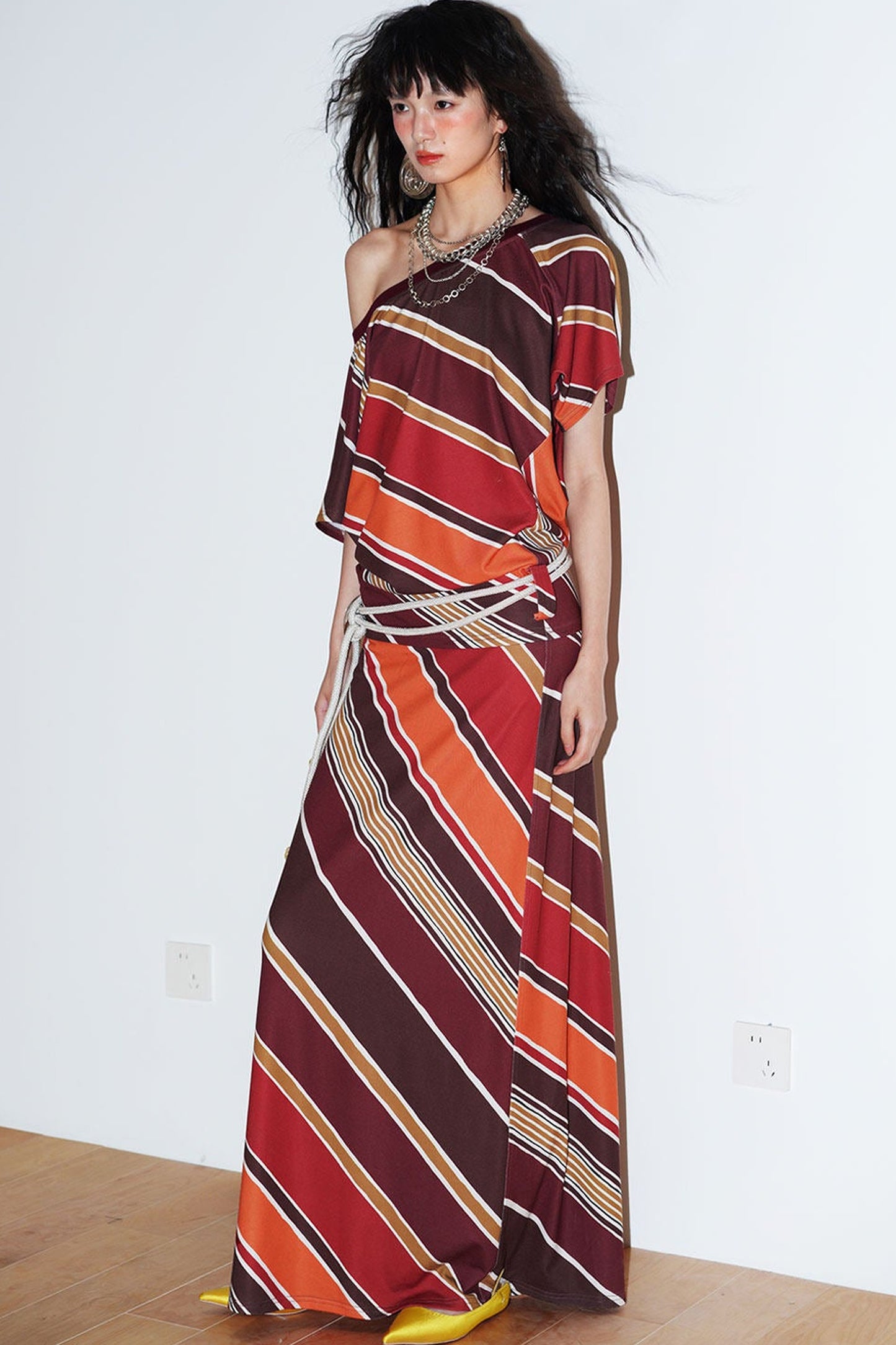 Color-Block Off-Shoulder Dress