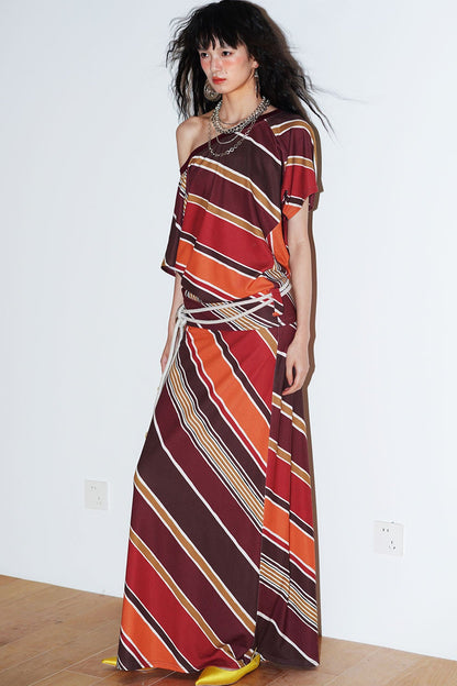 Color-Block Off-Shoulder Dress