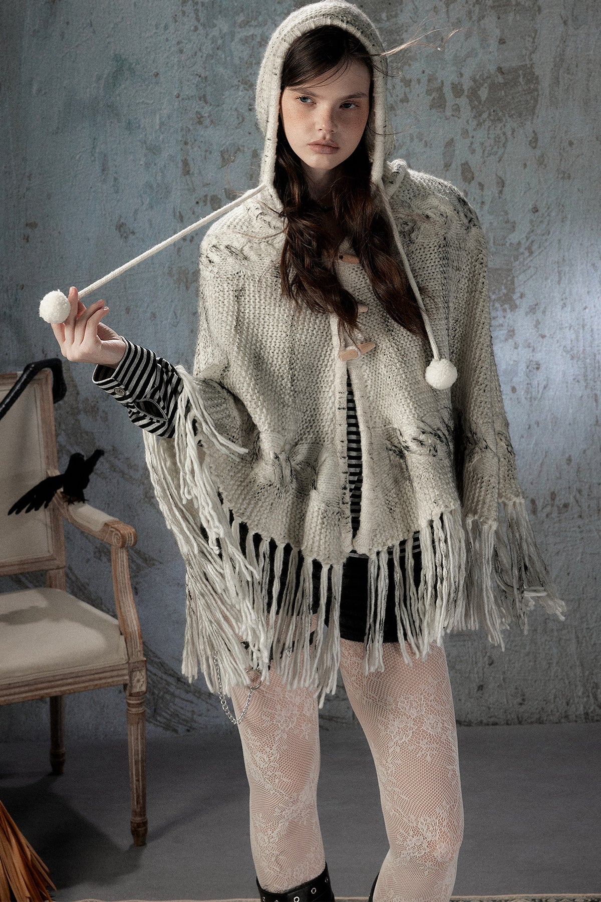 Knitted Hooded Cape