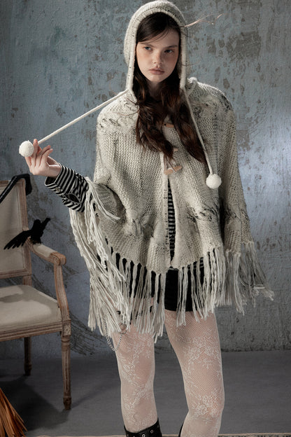 Knitted Hooded Cape