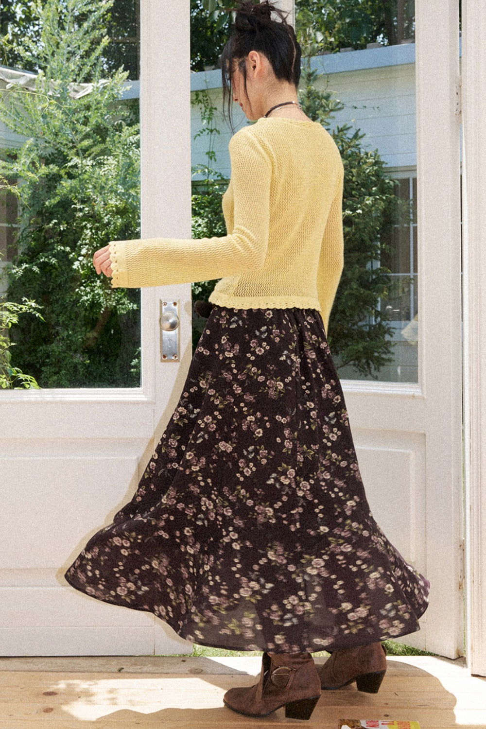 Vintage A-Line Elastic Waist Skirt
