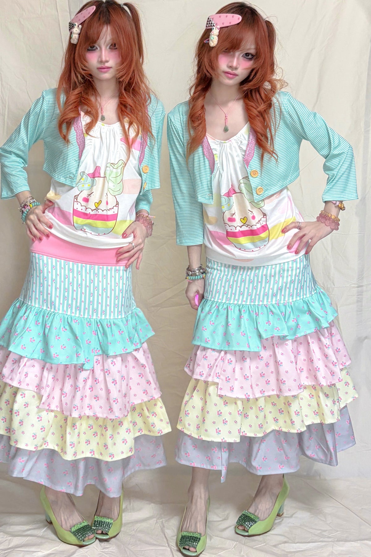 Multi-Layered Irregular Floral Skirt