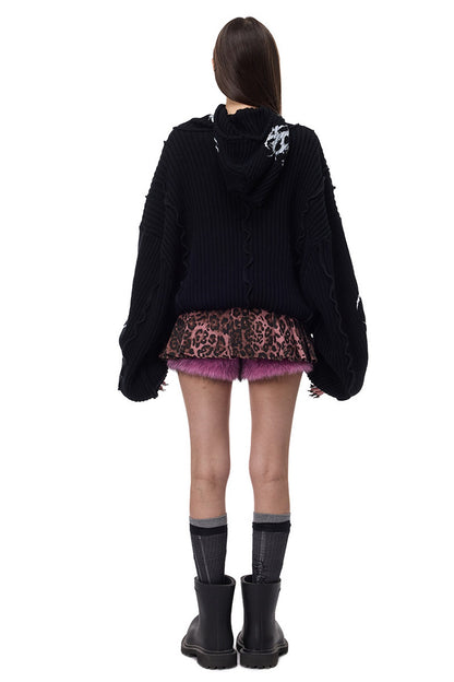 Y2K Patchwork Hooded Knit Hoodie