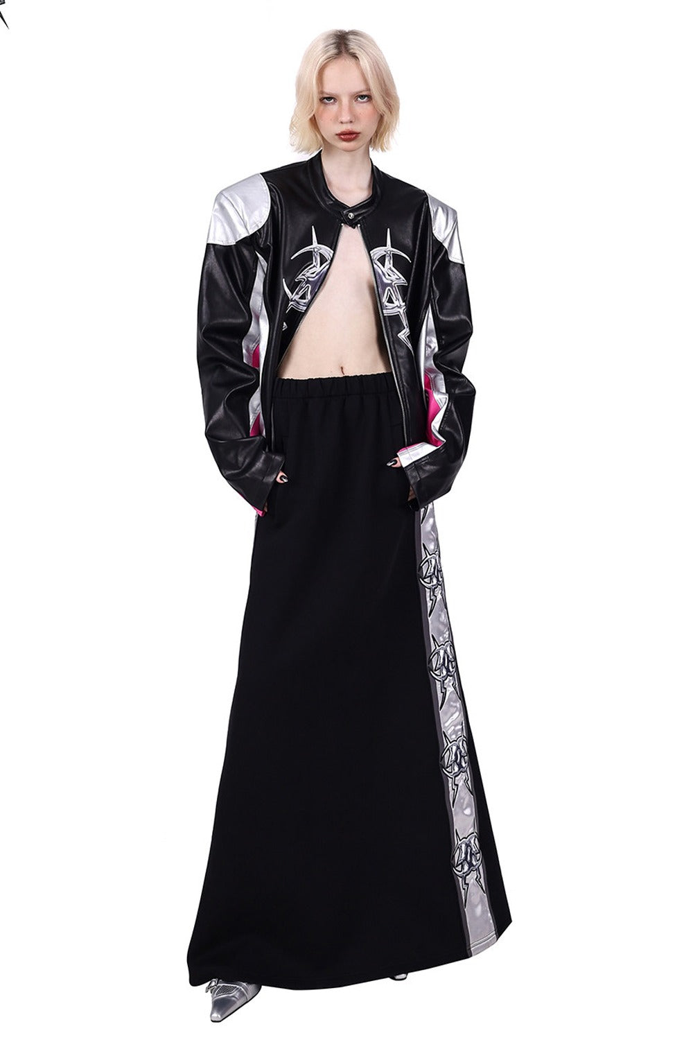 Cyberpunk Leather Shoulder Pad Motorcycle Jacket