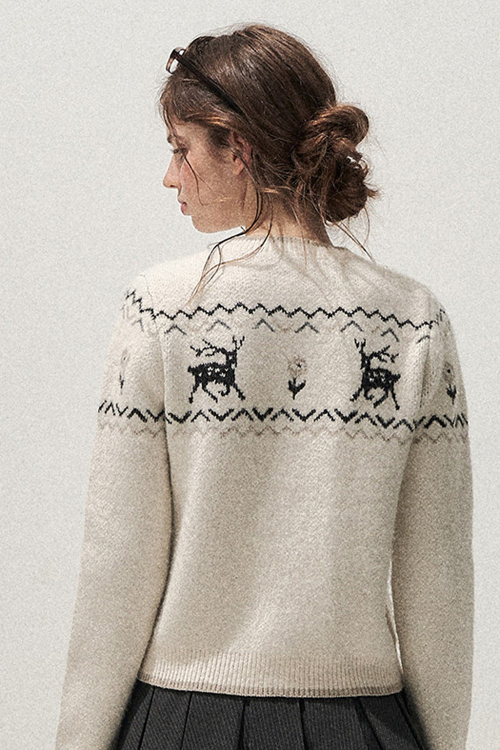 Deer Fair Isle Knit Cardigan