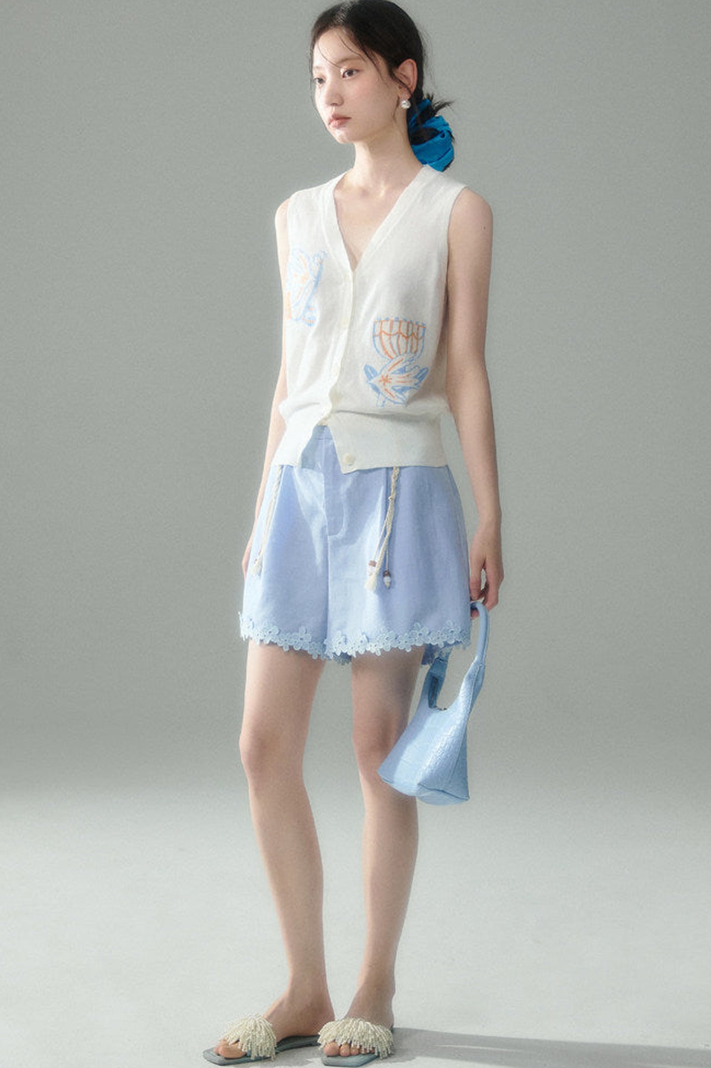 Summer Bird Floral Cotton Vest