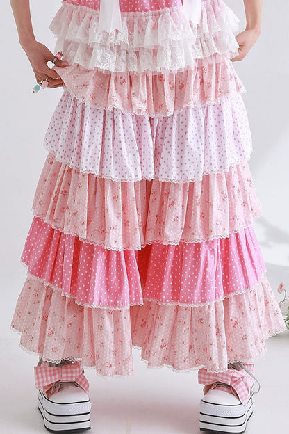 Vintage Pink Polka Dot Skirt Pants