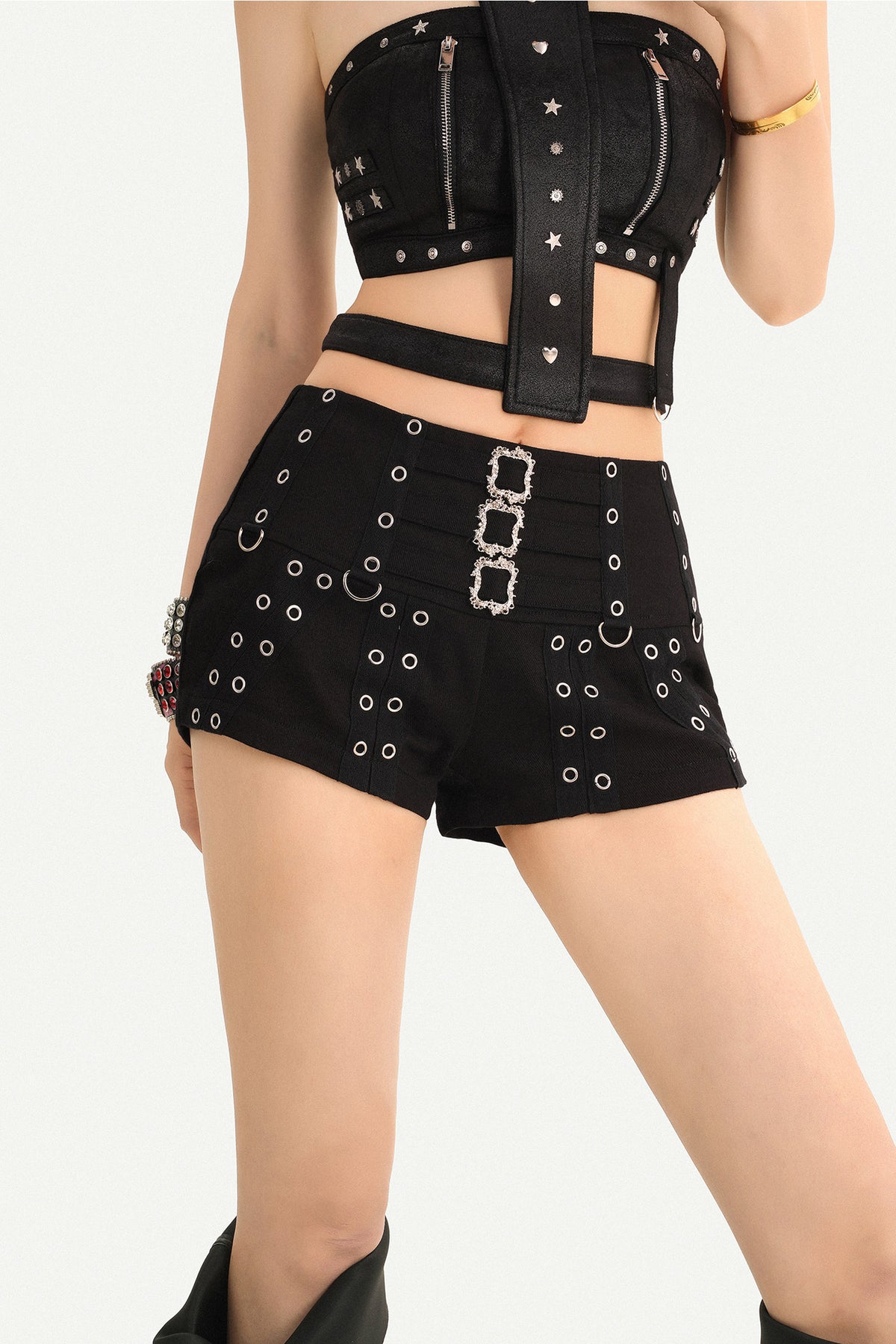 Punk Style Studded Shorts