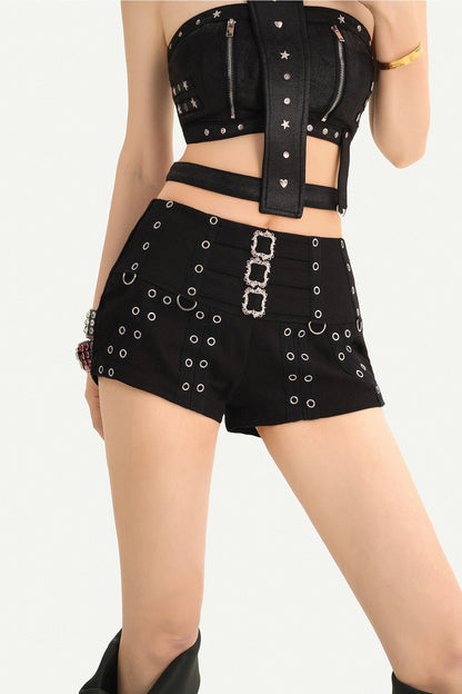 Punk Style Studded Shorts