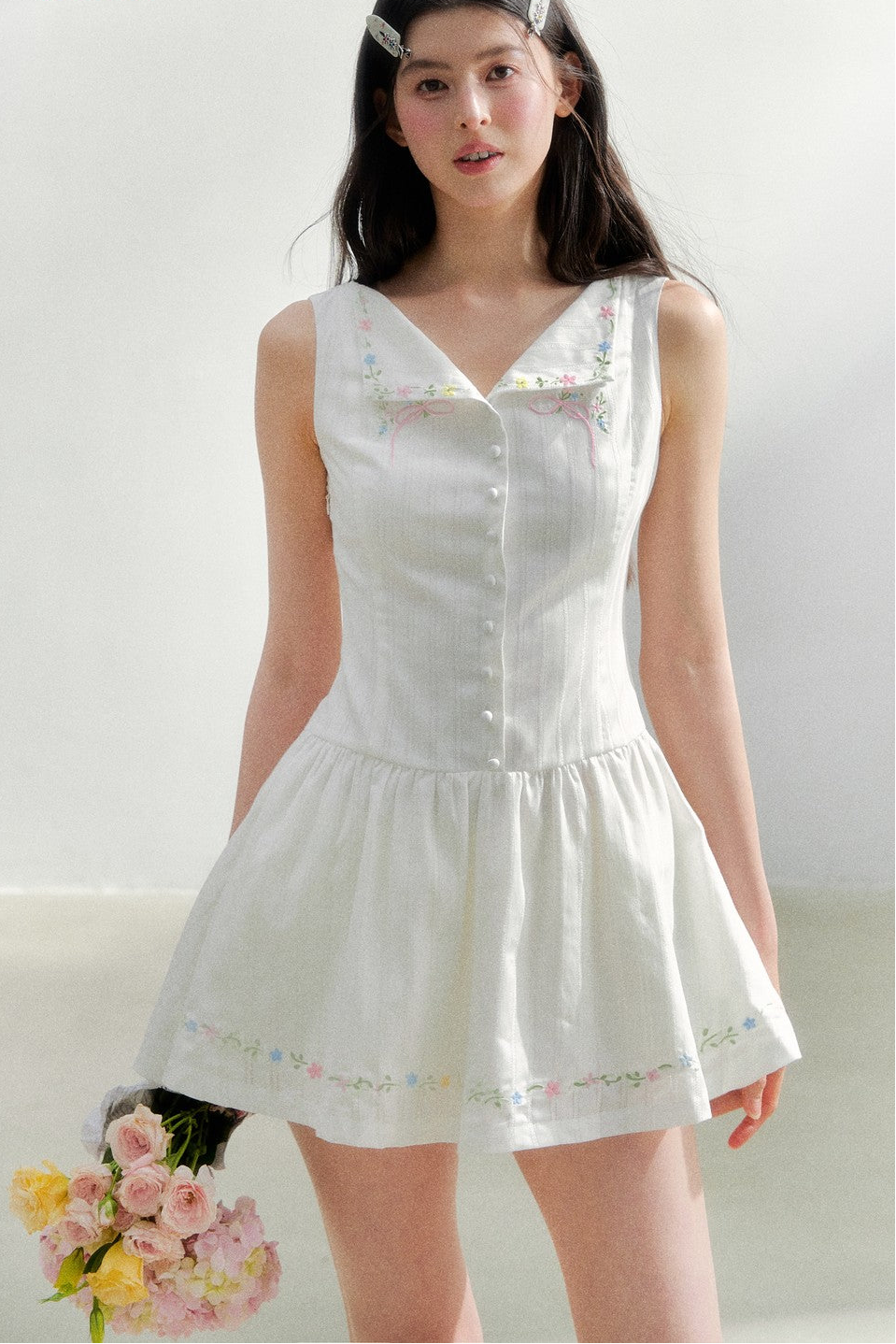 White Embroidered Summer Dress