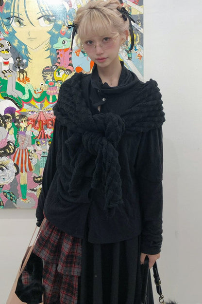 Large Shawl Slouchy Pleated Irregular Jacket