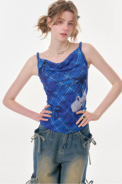 Klein Blue Rabbit Plaid Top