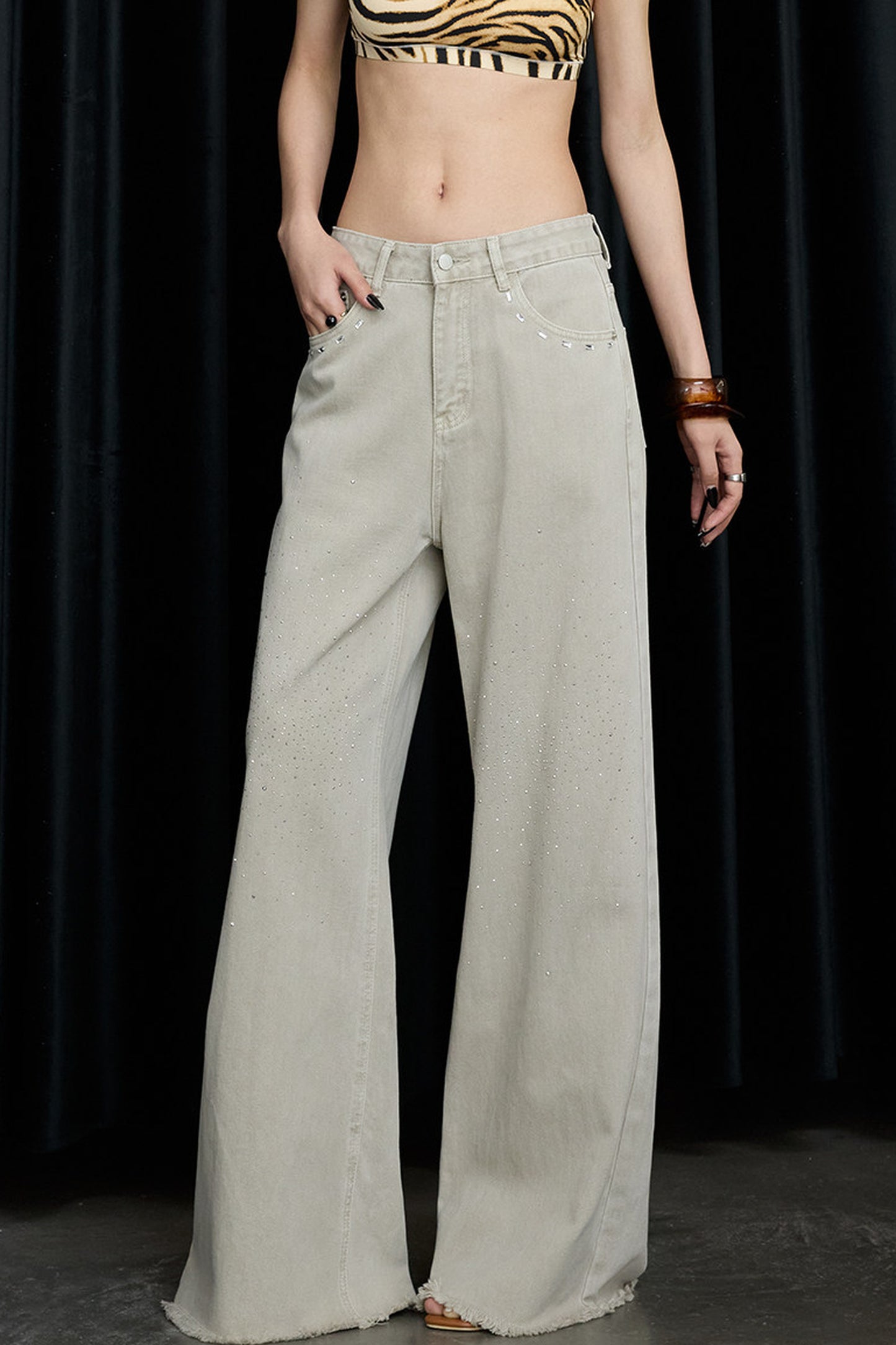 Desert Star Rhinestone Wide-Leg Jeans