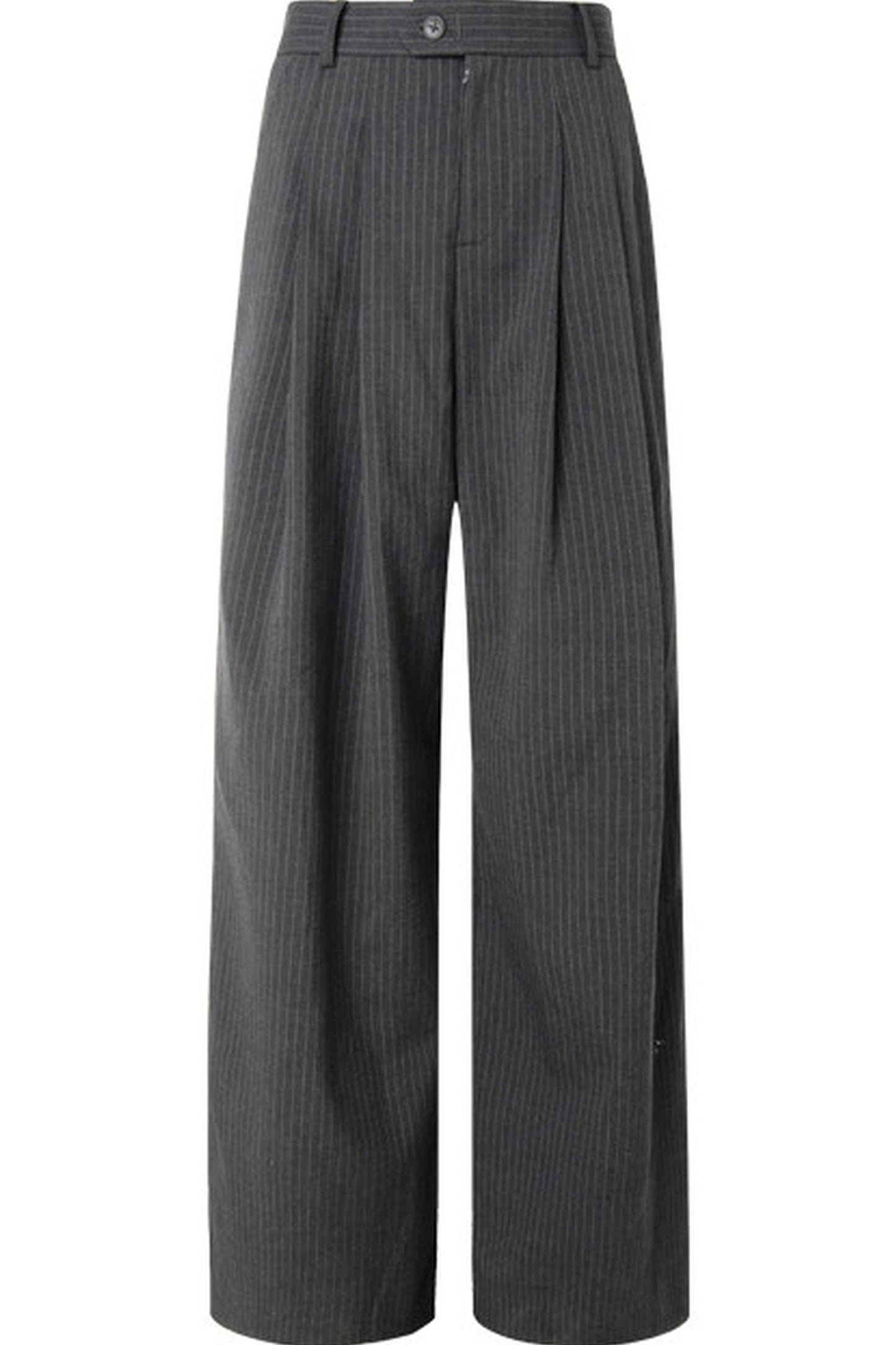 Pleated Pinstripe Wide-Leg Trousers