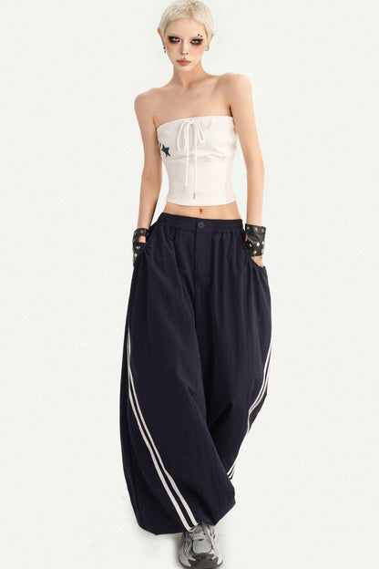 Navy Blue Wide-Leg Pants