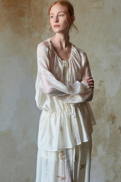 Tencel Acetate Off-White Blouse