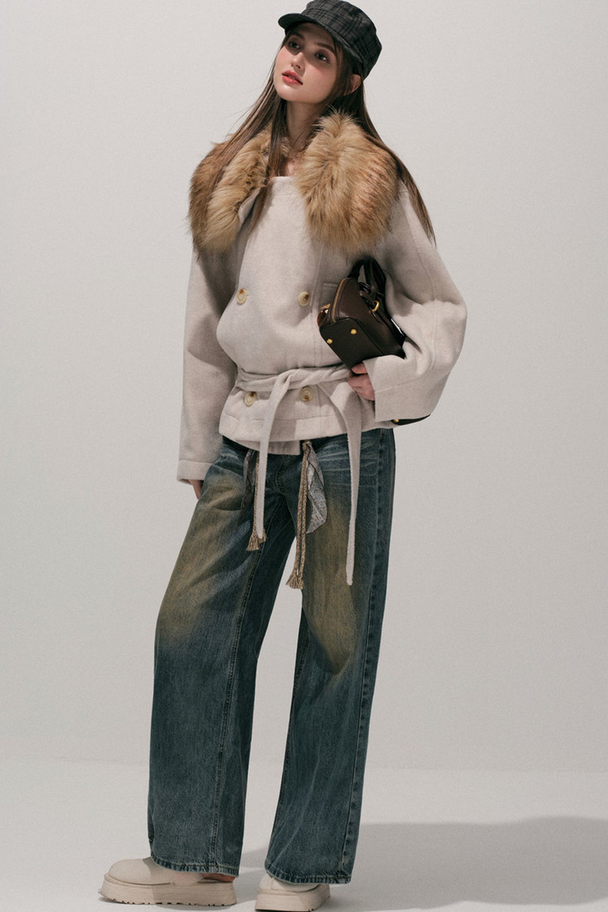 Fur Collar Wool Coat