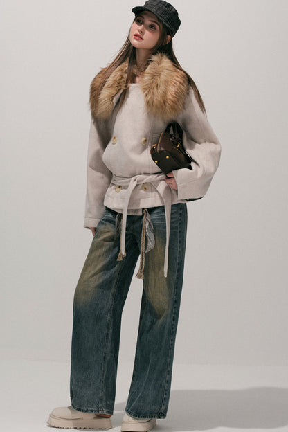 Fur Collar Wool Coat