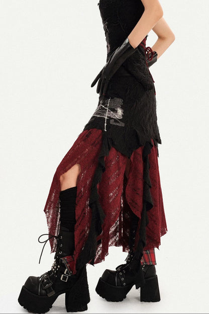 Dark A-Line Color-Block Skirt