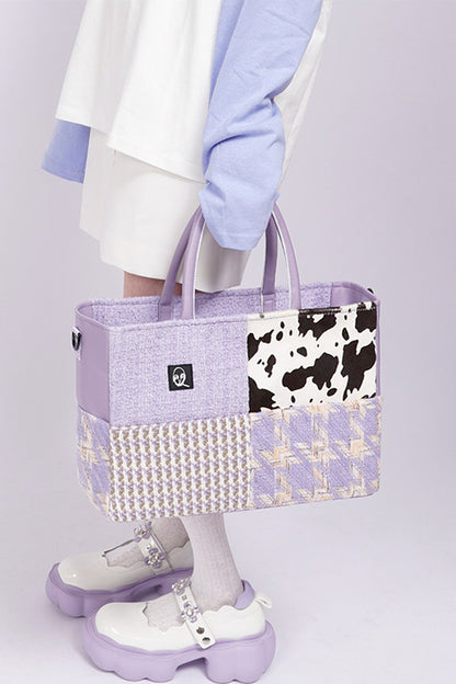 Y2K Leather Contrast Tote Bag