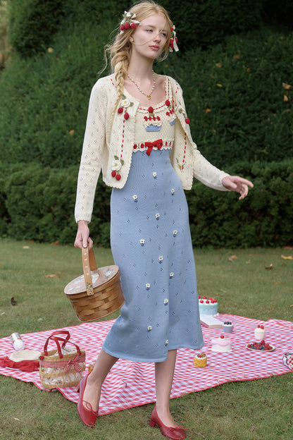 Christmas Berry Knitted Cardigan and Dress Set-Up