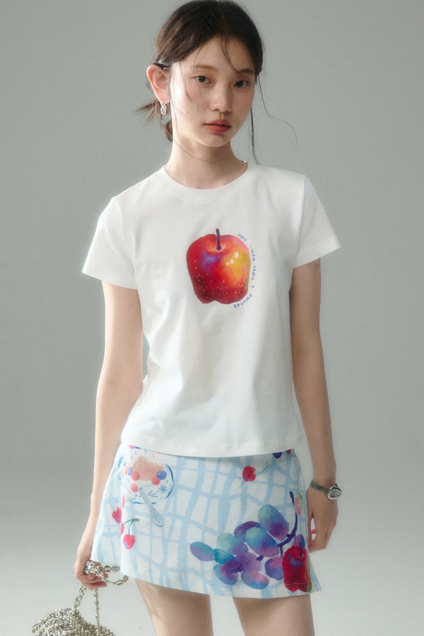 Fruit Print Halter Top and Skirt Set-Up