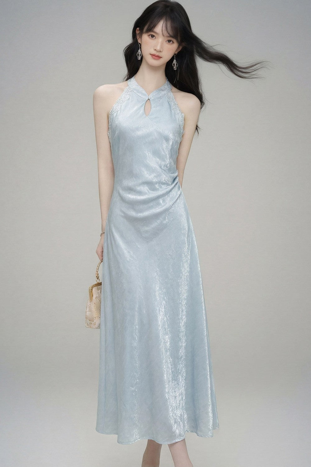 Chinese Style Jade Lace Cheongsam Dress