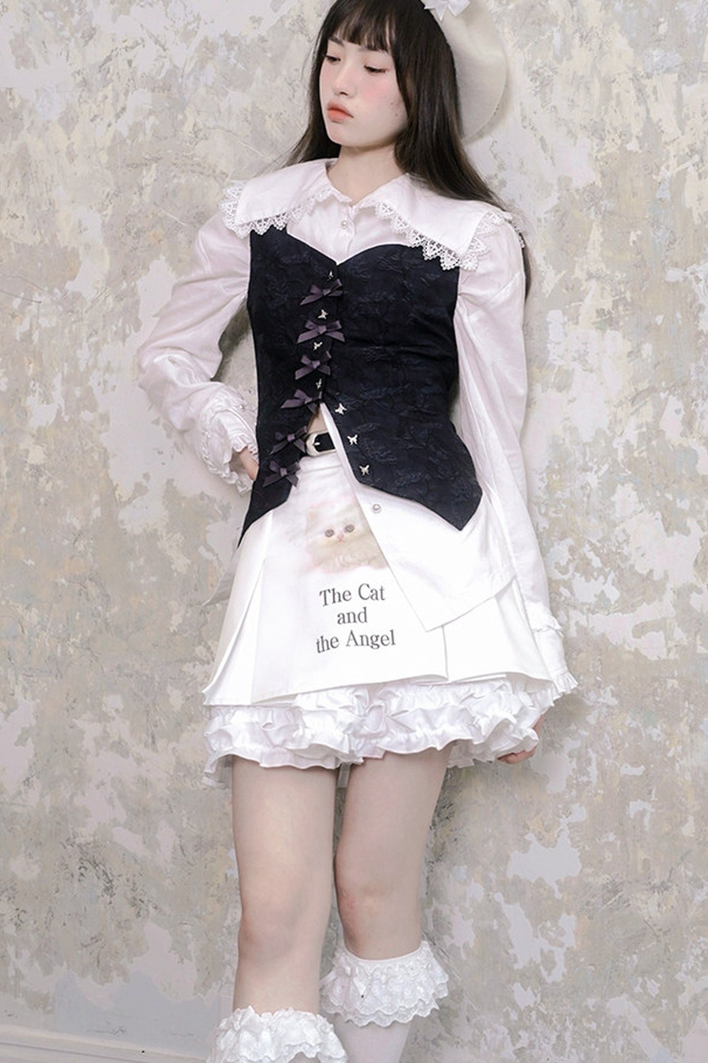 Butterfly Buckle Jacquard Cotton Vest