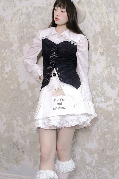 Butterfly Buckle Jacquard Cotton Vest