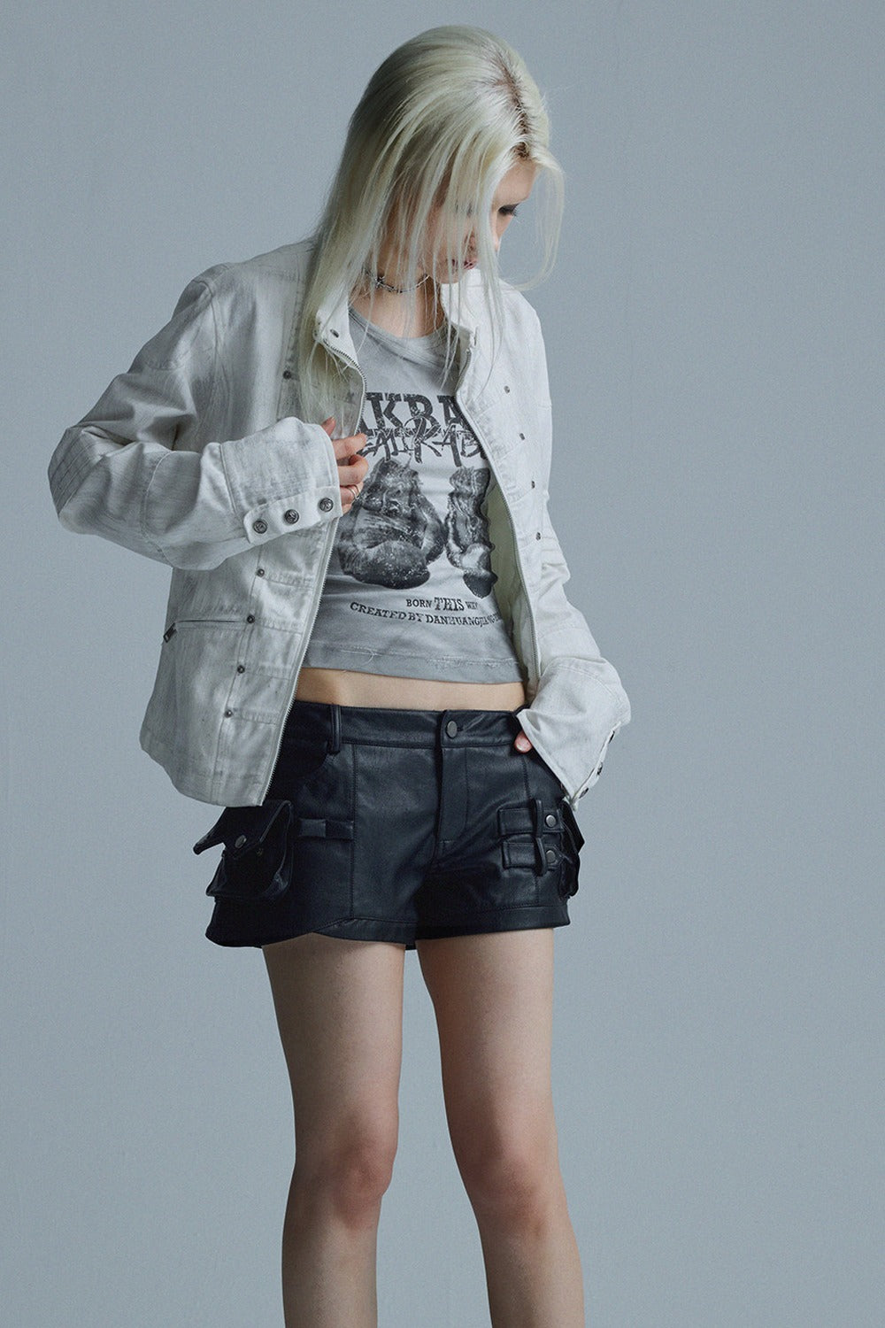 Textured Metal Buckle Jacket