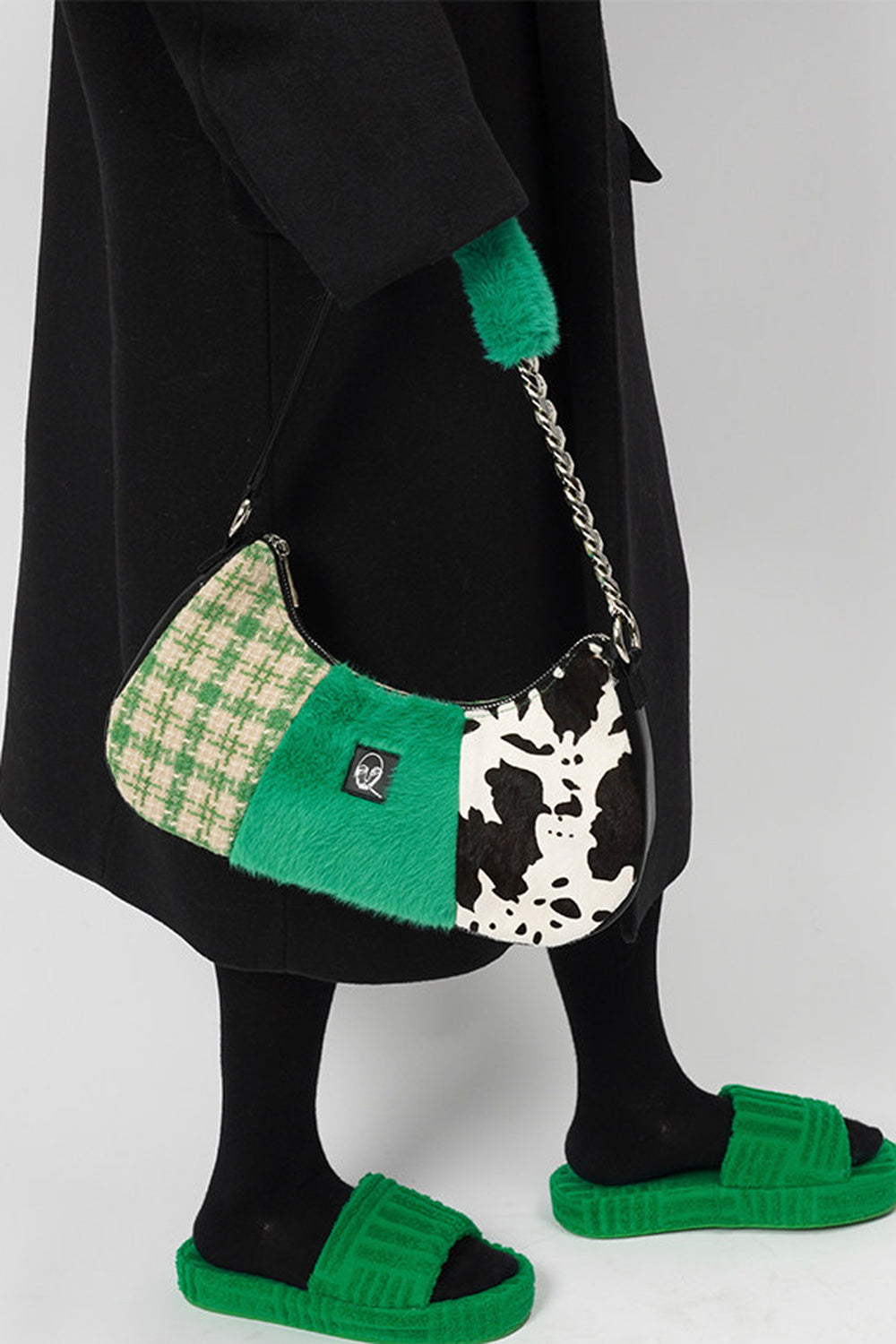 Genuine Leather Color-Block Bag