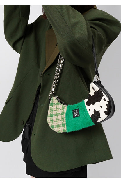 Genuine Leather Color-Block Bag