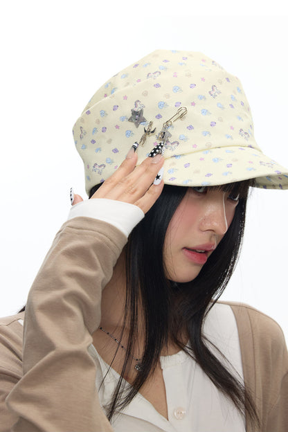 Floral Denim Slouchy Cap