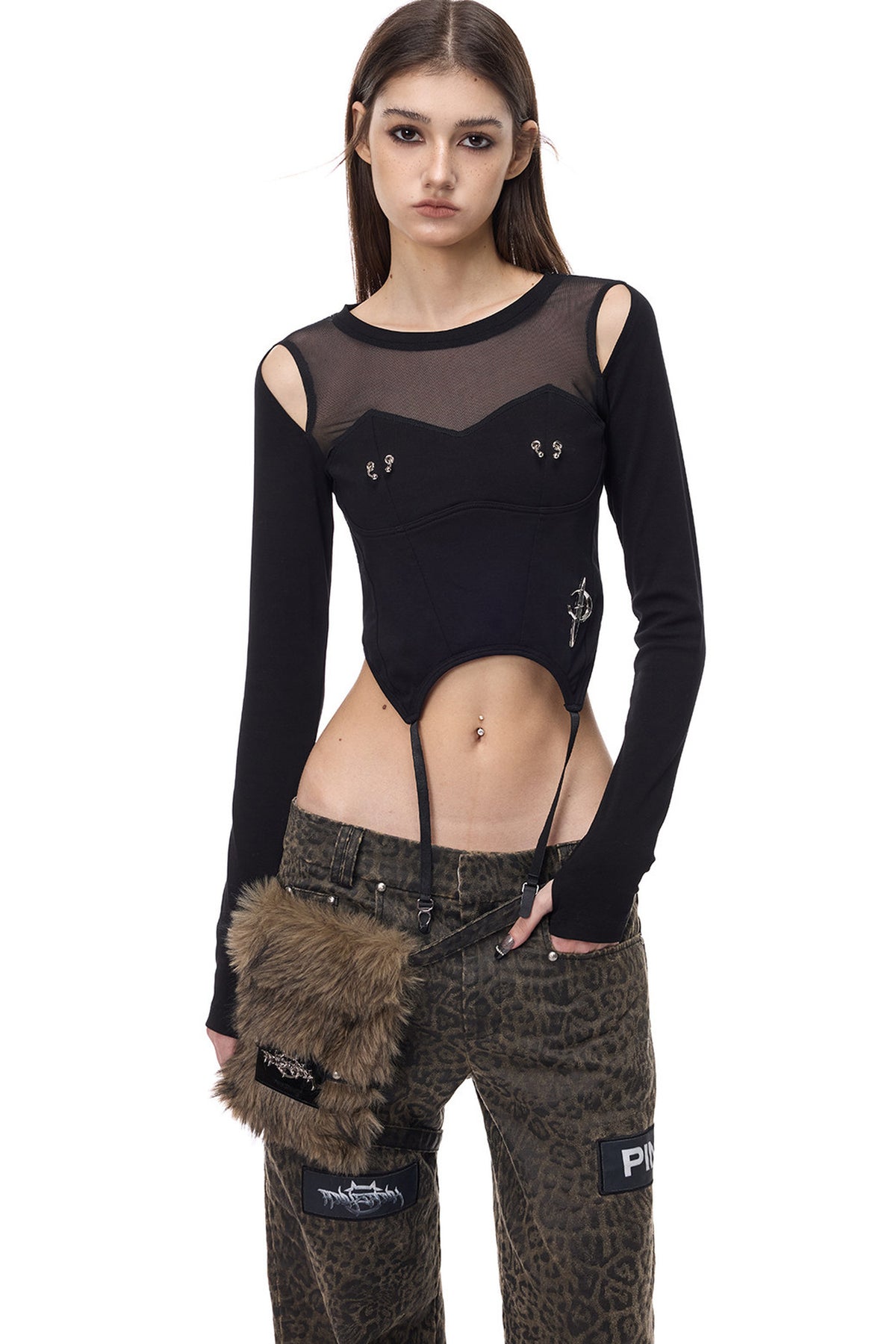 Leopard Print Rock Patch Pants