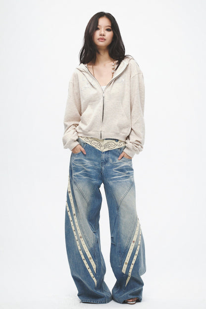 Striped Wide Leg Jeans